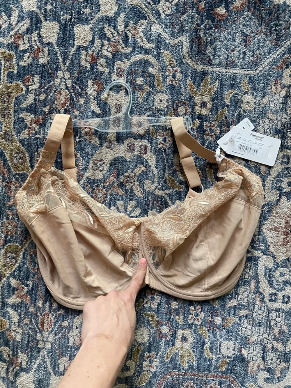Panache Beige Lace-Trim Full Support Bra